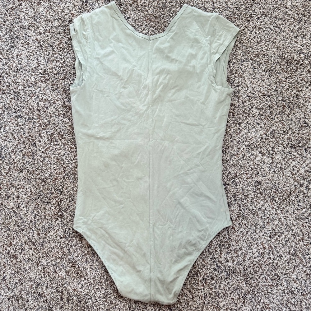 Everlane V-Nevk Supima Cotton Ballet Bodysuit Laurel Sage Green Medium - Picture 4 of 6